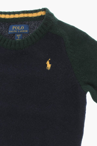 Color Block Wool and Cashmere Crew-neck Sweater