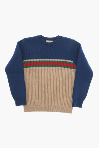 Maglia Girocollo in Lana Color Block