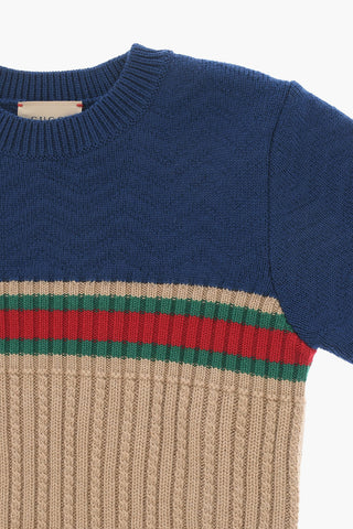 Maglia Girocollo in Lana Color Block