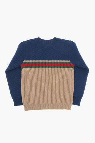 Maglia Girocollo in Lana Color Block