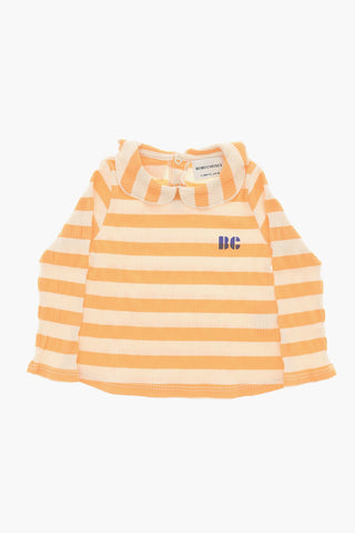Striped Lightweight Sweater with Polo neck