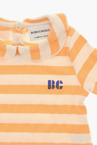 Striped Lightweight Sweater with Polo neck