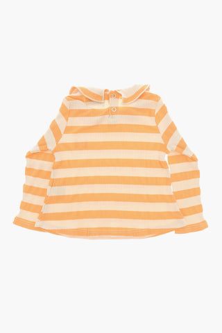Striped Lightweight Sweater with Polo neck