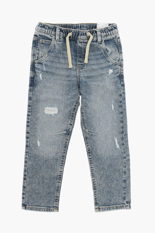 Vintage Effect Jeans with Visible Stiching