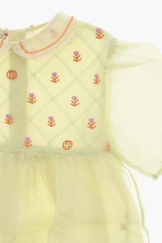 Vestito in Seta con Ricamo Fiori