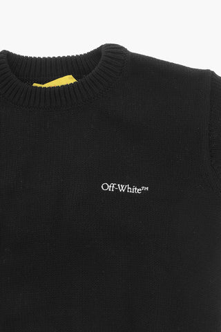 Cotton Crew-neck Sweater with Contrast Bands