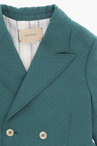 Double-Breasted Blazer with All-Over Monogram