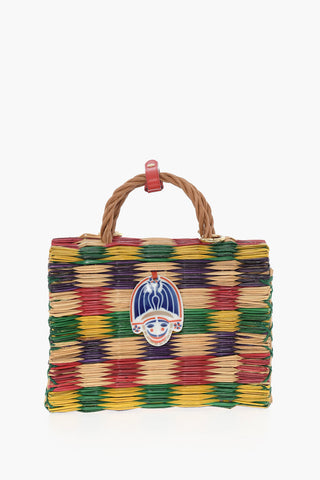 Checkered Basket Bag with Porcelain Cigarron Charm