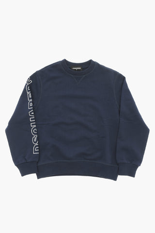 Cotton Crew-Neck Sweatshirt with Side Logo