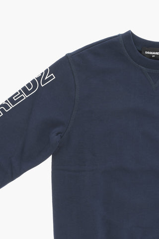 Cotton Crew-Neck Sweatshirt with Side Logo