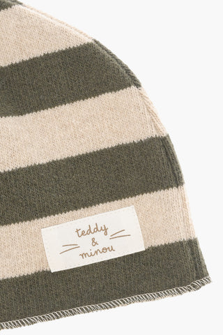 TEDDY & MINOU Striped Two-Tone Beanie