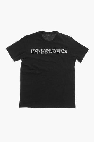 Cotton Crewneck T-Shirt with Contrast Logo