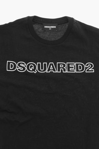 Cotton Crewneck T-Shirt with Contrast Logo