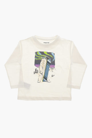 T-shirt Girocollo con Stampa Frontale