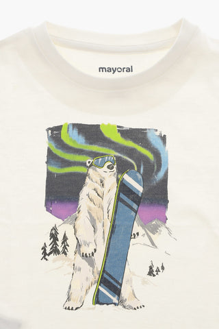 T-shirt Girocollo con Stampa Frontale