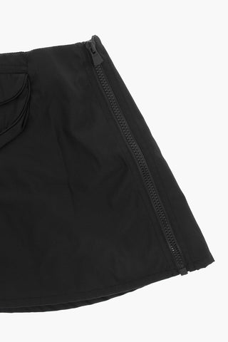 Solid Color Nylon Skirt with Side Zip and Pocket