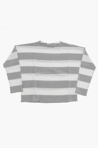 Two-Tone Striped Crew-Neck Sweater