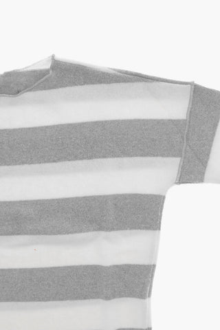 Two-Tone Striped Crew-Neck Sweater