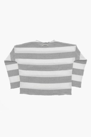 Two-Tone Striped Crew-Neck Sweater