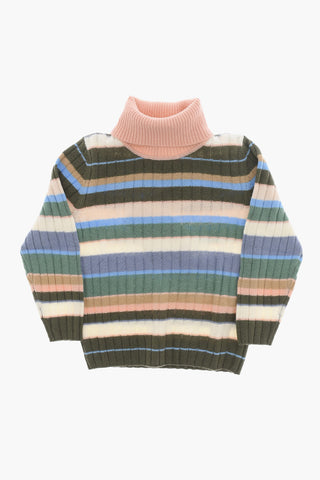 Striped Virgin Wool Turtleneck Sweater