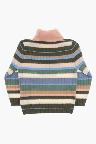 Striped Virgin Wool Turtleneck Sweater