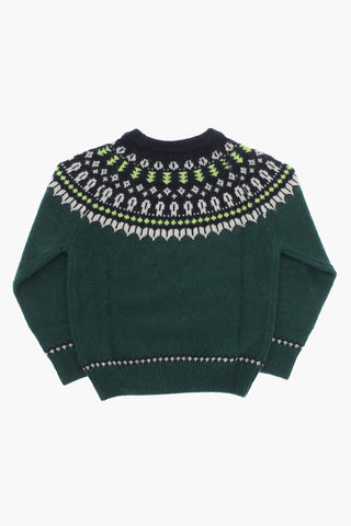 Wool Blend Crew-Neck Sweater with Embroidery