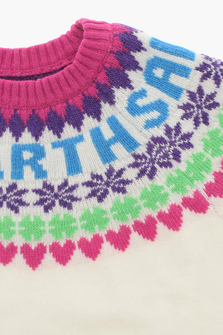 Wool Blend Crew-Neck Sweater with Embroidery