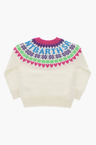 Wool Blend Crew-Neck Sweater with Embroidery