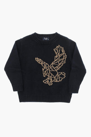 Cotton Crew-Neck Sweater with Embroidery