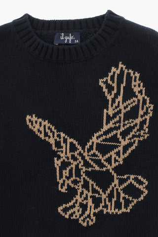 Cotton Crew-Neck Sweater with Embroidery
