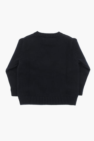 Cotton Crew-Neck Sweater with Embroidery