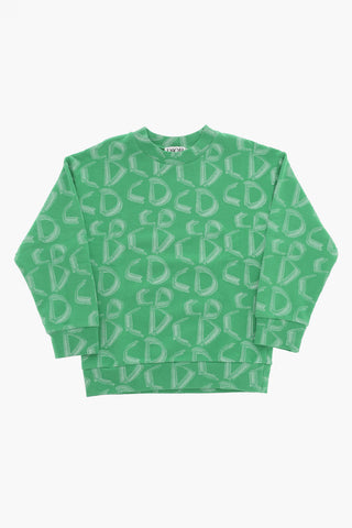 Brushed Cotton Crew-neck Sweatshirt with All-Over Monogram