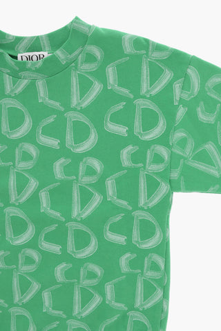 Brushed Cotton Crew-neck Sweatshirt with All-Over Monogram