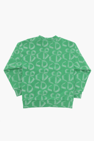 Brushed Cotton Crew-neck Sweatshirt with All-Over Monogram