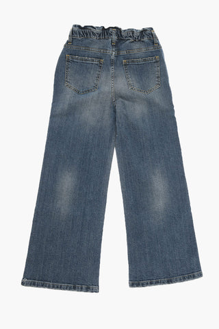 Wide Leg Cotton Stretch Jeans