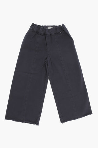 Frayed Hem Cotton Stretch Pants
