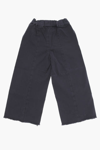 Frayed Hem Cotton Stretch Pants