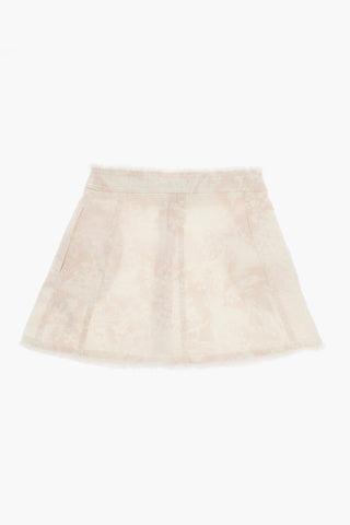 Tie-Dye Effect Stretch Denim Skirt with Zip Closure