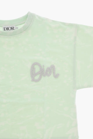 Tie-Dye Effect Crew-neck T-Shirt with Embroidered Logo