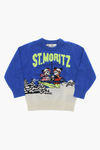 DISNEY Wool Blend Crew-neck Sweater with embroidery