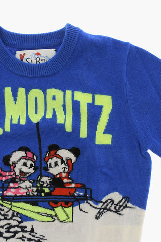 DISNEY Wool Blend Crew-neck Sweater with embroidery