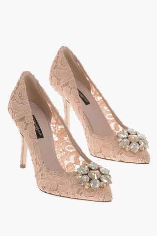Lace pumps With Jewel Detail Heel 7 cm