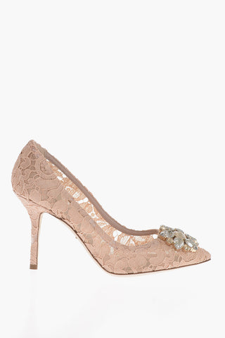 Lace pumps With Jewel Detail Heel 7 cm