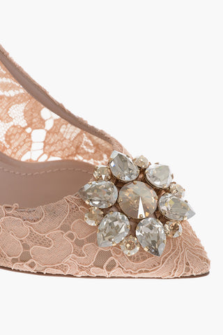 Lace pumps With Jewel Detail Heel 7 cm