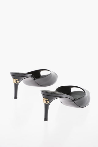 Patent Leather Open Toe Mules Heel 7 cm