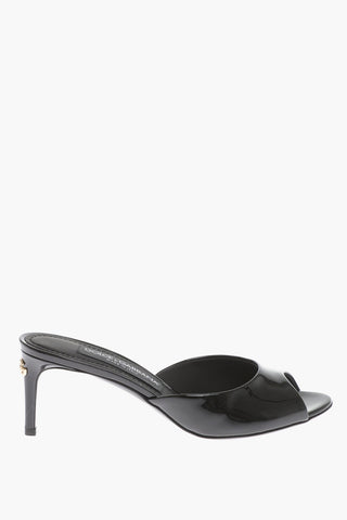 Patent Leather Open Toe Mules Heel 7 cm