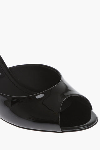 Patent Leather Open Toe Mules Heel 7 cm