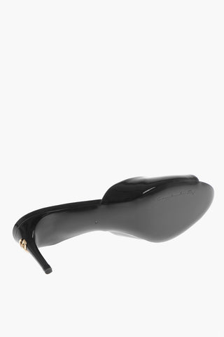 Patent Leather Open Toe Mules Heel 7 cm