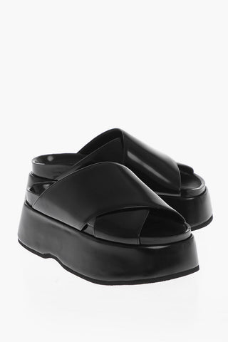 Sandali in Pelle con Plateau 5,5cm