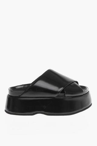 Sandali in Pelle con Plateau 5,5cm